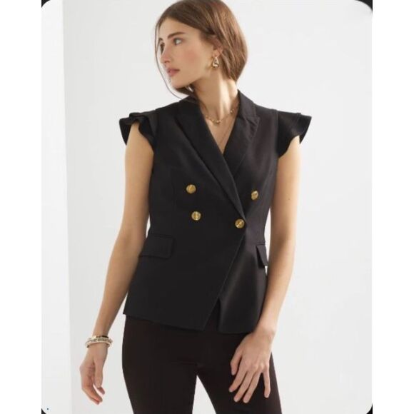 White House Black Market Jackets & Blazers - NWT White House Black Market Flounce Sleeve Studio Vest 12